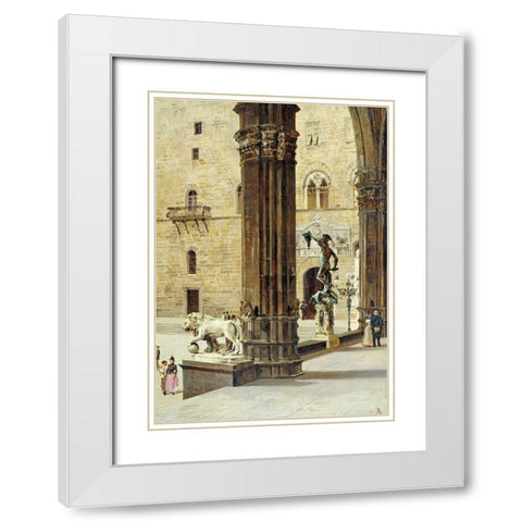 La Loggia Dei Lanzi, Florence White Modern Wood Framed Art Print with Double Matting by Brandeis, Antonietta