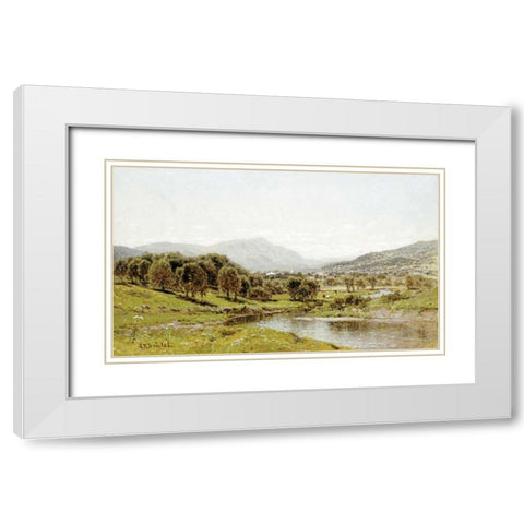 Monument Mountain From The Berkshire Meadows White Modern Wood Framed Art Print with Double Matting by Bristol, John Bunyan