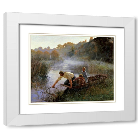 The Fishermans Family White Modern Wood Framed Art Print with Double Matting by Brouillet, Pierre Andre