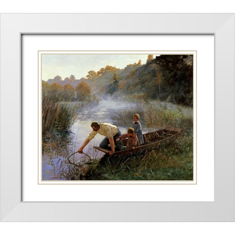 The Fishermans Family White Modern Wood Framed Art Print with Double Matting by Brouillet, Pierre Andre