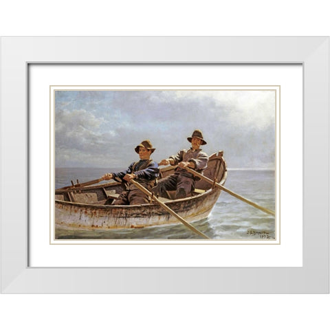 Heading Out White Modern Wood Framed Art Print with Double Matting by Brown, John George