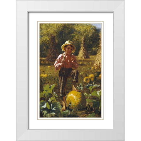 Thats Me Pumpkin White Modern Wood Framed Art Print with Double Matting by Brown, John George