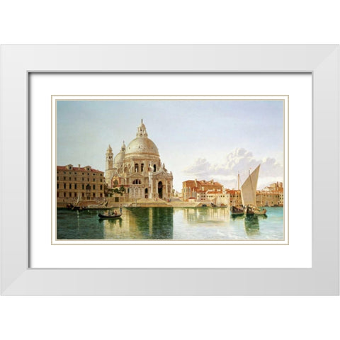 The Santa Maria Della Salute, Venice White Modern Wood Framed Art Print with Double Matting by Burnett, William Hickling