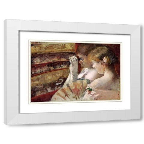 In The Box White Modern Wood Framed Art Print with Double Matting by Cassatt, Mary