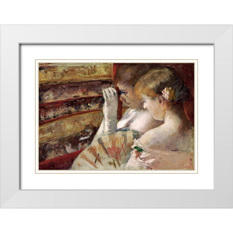 In The Box White Modern Wood Framed Art Print with Double Matting by Cassatt, Mary