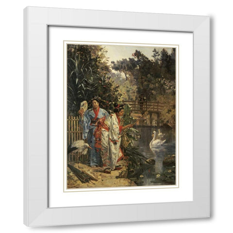 In a Japanese Garden White Modern Wood Framed Art Print with Double Matting by Castres, Edouard