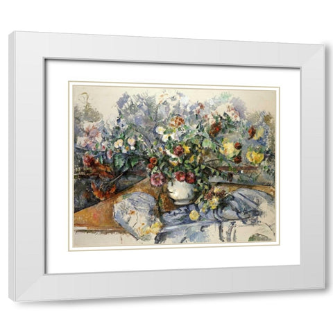 A Large Bouquet of Flowers White Modern Wood Framed Art Print with Double Matting by Cezanne, Paul