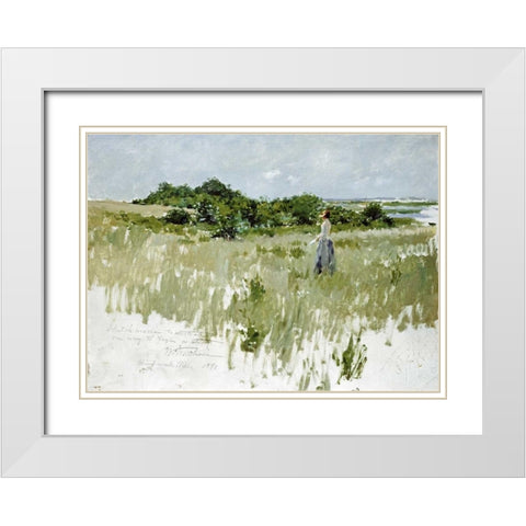 Shinnecock Hills White Modern Wood Framed Art Print with Double Matting by Chase, William Merritt