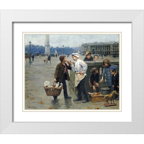 The Little Traders White Modern Wood Framed Art Print with Double Matting by Chocarne-Moreau, Paul Charles