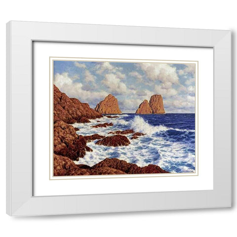 The Rocks at Capri White Modern Wood Framed Art Print with Double Matting by Choultse, Ivan Federovich