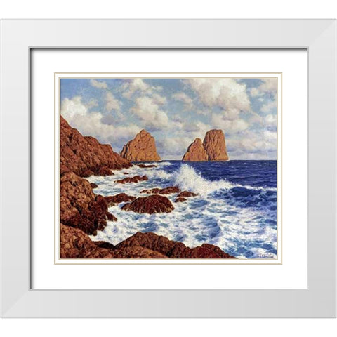 The Rocks at Capri White Modern Wood Framed Art Print with Double Matting by Choultse, Ivan Federovich