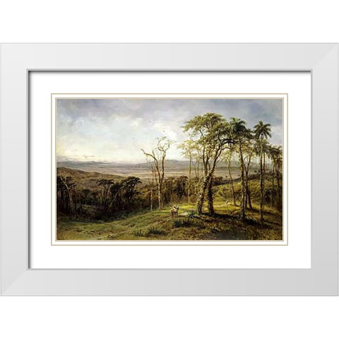 Guajiros En El Camino (Cuba) White Modern Wood Framed Art Print with Double Matting by Cleenewerck, Henry