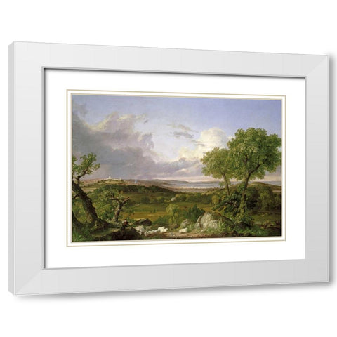 View of Boston White Modern Wood Framed Art Print with Double Matting by Cole, Thomas