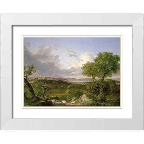 View of Boston White Modern Wood Framed Art Print with Double Matting by Cole, Thomas