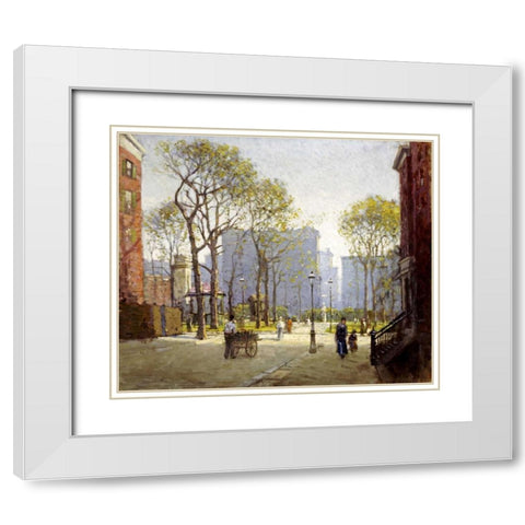 Late Afternoon, Washington Square White Modern Wood Framed Art Print with Double Matting by Cornoyer, Paul