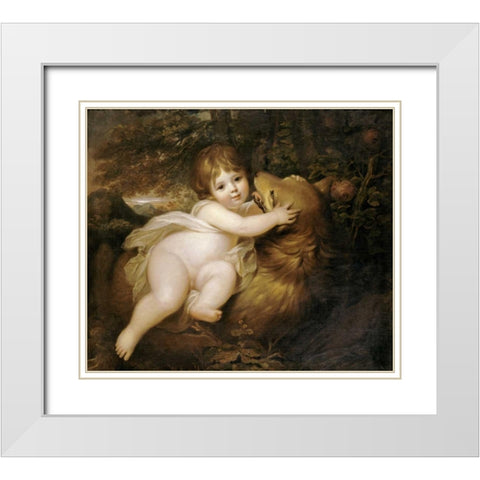 Portrait of The Hon William Lamb White Modern Wood Framed Art Print with Double Matting by Cosway, Maria