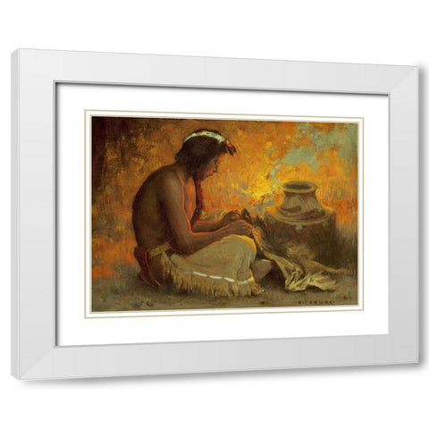 The Badger Skin White Modern Wood Framed Art Print with Double Matting by Couse, Eanger Irving