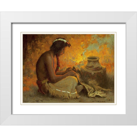 The Badger Skin White Modern Wood Framed Art Print with Double Matting by Couse, Eanger Irving