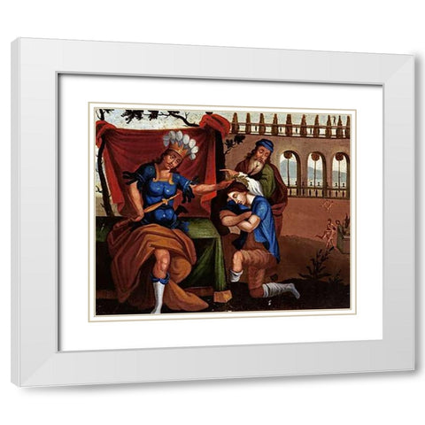 The Temple of Jupiter at Olympia. The Wonders of The Ancient World White Modern Wood Framed Art Print with Double Matting by School, Cuzco