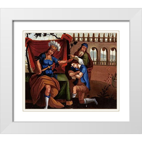 The Temple of Jupiter at Olympia. The Wonders of The Ancient World White Modern Wood Framed Art Print with Double Matting by School, Cuzco
