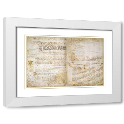 The Codex Hammer Pages 48-51 White Modern Wood Framed Art Print with Double Matting by Da Vinci, Leonardo