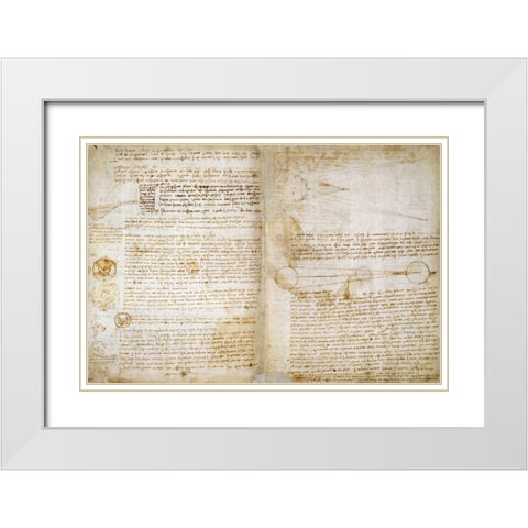 The Codex Hammer Pages 48-51 White Modern Wood Framed Art Print with Double Matting by Da Vinci, Leonardo