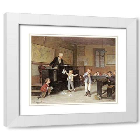 The School Room White Modern Wood Framed Art Print with Double Matting by Dargelas, Andre Henri