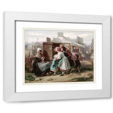 The Peep Show White Modern Wood Framed Art Print with Double Matting by De Metz, Francois Louis Lanfant