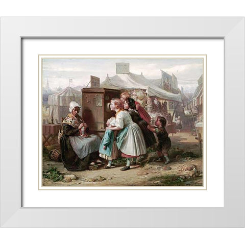 The Peep Show White Modern Wood Framed Art Print with Double Matting by De Metz, Francois Louis Lanfant