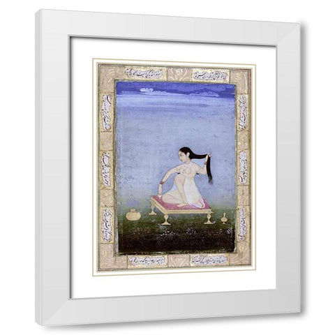 A Woman at Her Toilet White Modern Wood Framed Art Print with Double Matting by Deccan