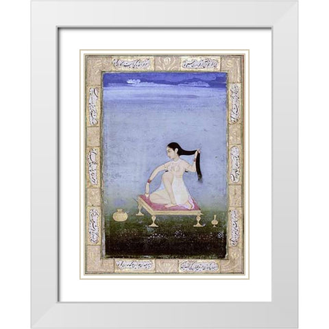 A Woman at Her Toilet White Modern Wood Framed Art Print with Double Matting by Deccan