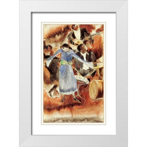 The Jazz Singer White Modern Wood Framed Art Print with Double Matting by Demuth, Charles