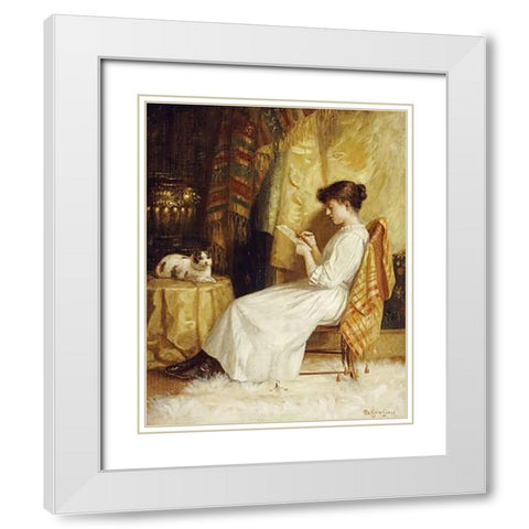 The Artist and Her Model White Modern Wood Framed Art Print with Double Matting by Evans, De Scott