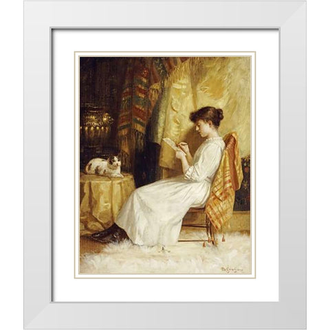 The Artist and Her Model White Modern Wood Framed Art Print with Double Matting by Evans, De Scott