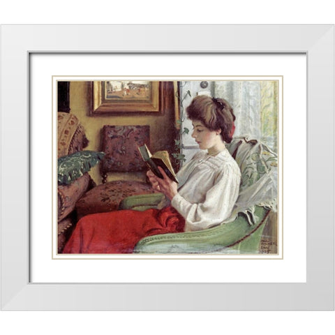 A Good Book White Modern Wood Framed Art Print with Double Matting by Fischer, Paul