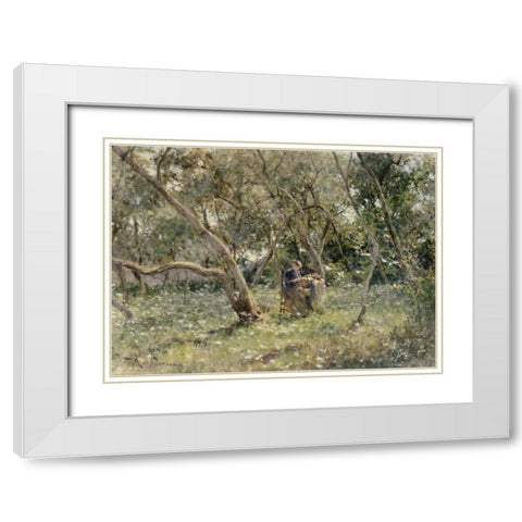 In The Orchard White Modern Wood Framed Art Print with Double Matting by Fontana, Roberto