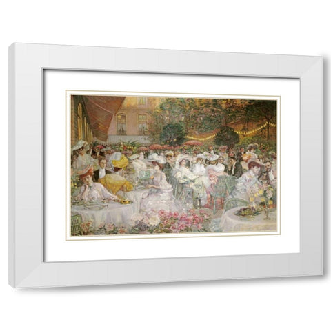 A Restaurant Terrace White Modern Wood Framed Art Print with Double Matting by French School