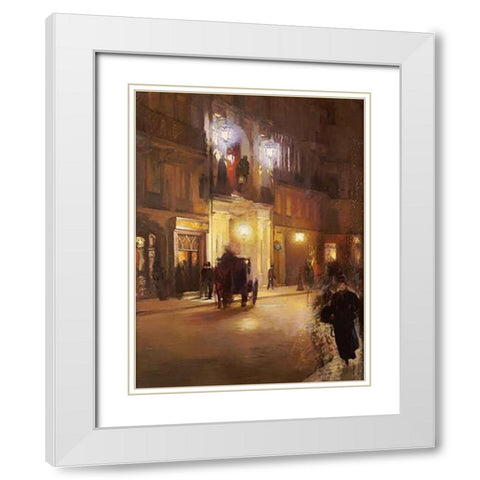 Les Folies Bergeres White Modern Wood Framed Art Print with Double Matting by French School