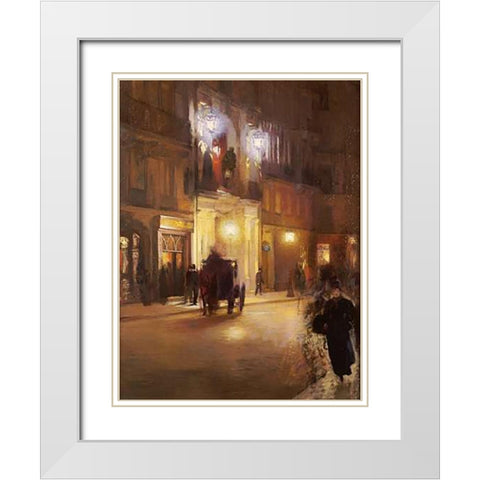 Les Folies Bergeres White Modern Wood Framed Art Print with Double Matting by French School