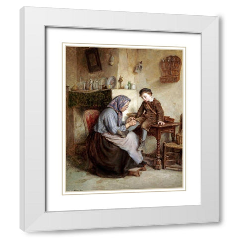 Worn Through White Modern Wood Framed Art Print with Double Matting by Frere, Edouard