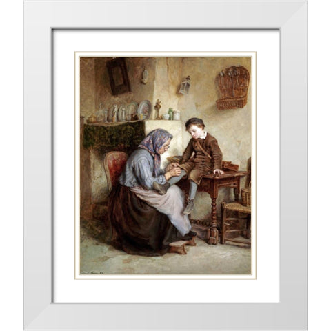 Worn Through White Modern Wood Framed Art Print with Double Matting by Frere, Edouard