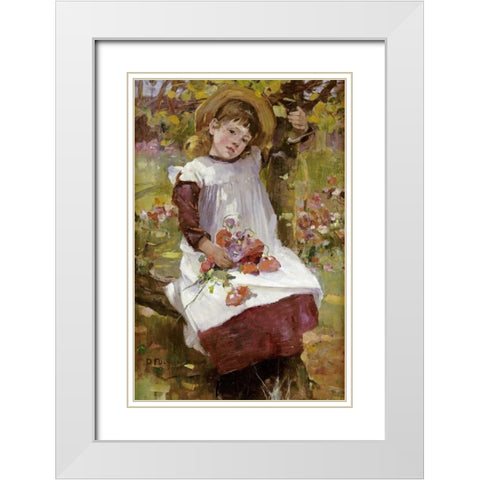 The Poppy Gatherer White Modern Wood Framed Art Print with Double Matting by Fulton, David