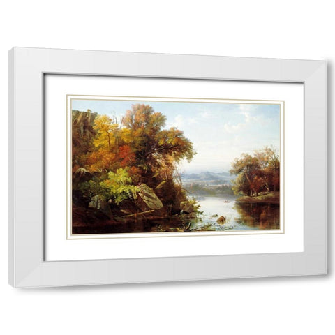 Indian Summer White Modern Wood Framed Art Print with Double Matting by Gignoux, Francois Regis