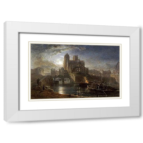 Notre Dame, Paris White Modern Wood Framed Art Print with Double Matting by Goodall, Edward Angelo