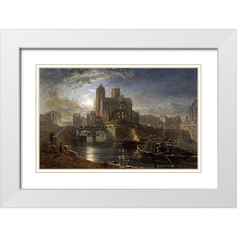 Notre Dame, Paris White Modern Wood Framed Art Print with Double Matting by Goodall, Edward Angelo