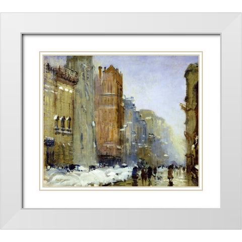 Fifth Avenue, New York White Modern Wood Framed Art Print with Double Matting by Goodwin, Arthur Clifton