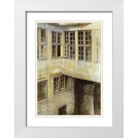 The Courtyard at 30 Strandgade White Modern Wood Framed Art Print with Double Matting by Hammershoi, Vilhelm