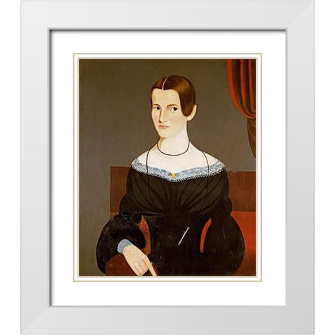 Portrait of a Young Woman, Circa 1845 White Modern Wood Framed Art Print with Double Matting by Hartwell, George