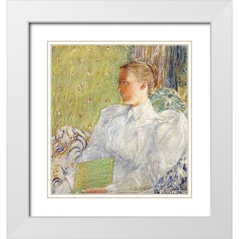 Portrait of Edith Blaney (Mrs. Dwight Blaney) White Modern Wood Framed Art Print with Double Matting by Hassam, Childe