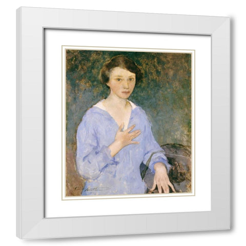 Nina White Modern Wood Framed Art Print with Double Matting by Hawthorne, Charles Webster